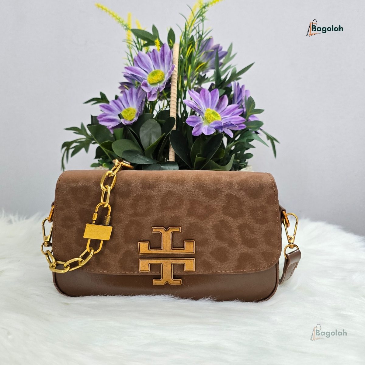 Leopard Print Brown Messenger Bag